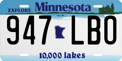 MN license plate 947LBO