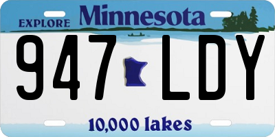 MN license plate 947LDY