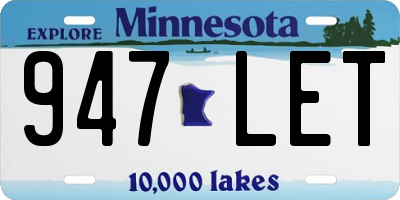 MN license plate 947LET