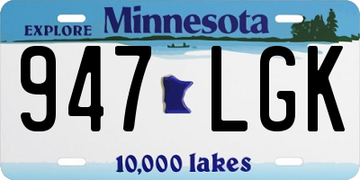 MN license plate 947LGK