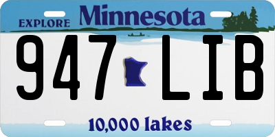 MN license plate 947LIB