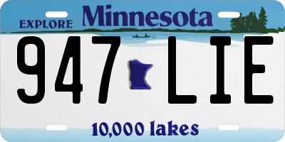 MN license plate 947LIE