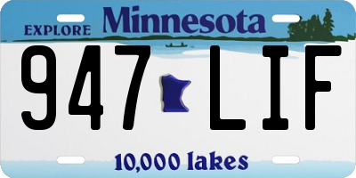 MN license plate 947LIF