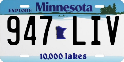 MN license plate 947LIV