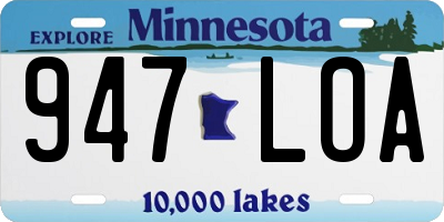 MN license plate 947LOA
