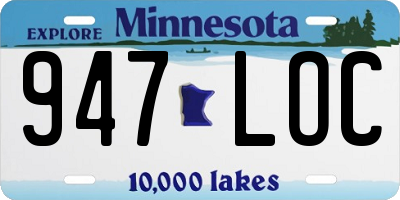MN license plate 947LOC