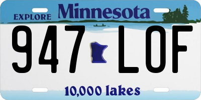 MN license plate 947LOF
