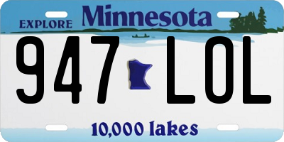 MN license plate 947LOL