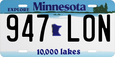 MN license plate 947LON