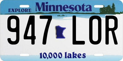 MN license plate 947LOR