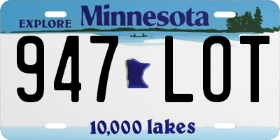 MN license plate 947LOT