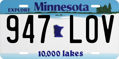 MN license plate 947LOV