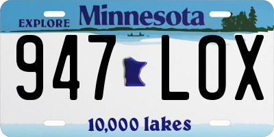 MN license plate 947LOX