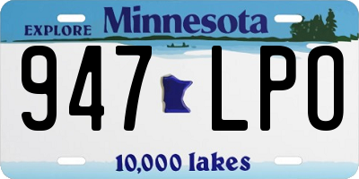 MN license plate 947LPO