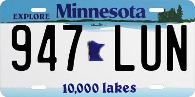 MN license plate 947LUN