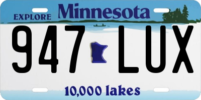 MN license plate 947LUX