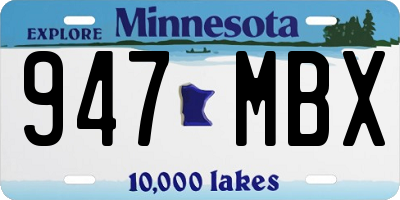 MN license plate 947MBX