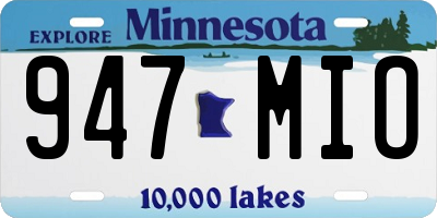 MN license plate 947MIO