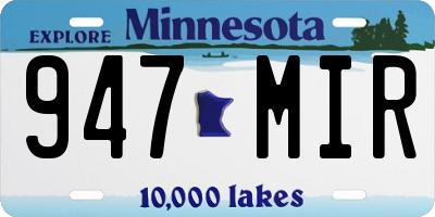 MN license plate 947MIR