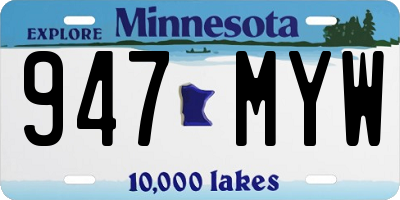 MN license plate 947MYW