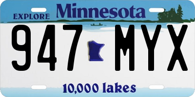 MN license plate 947MYX