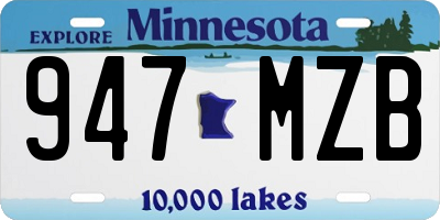 MN license plate 947MZB