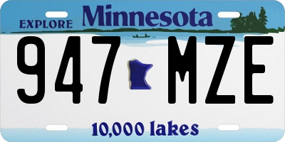 MN license plate 947MZE