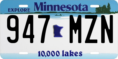 MN license plate 947MZN