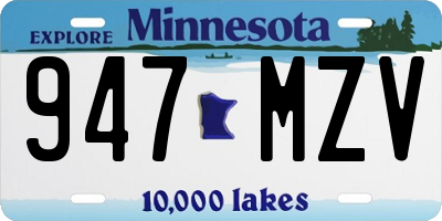 MN license plate 947MZV