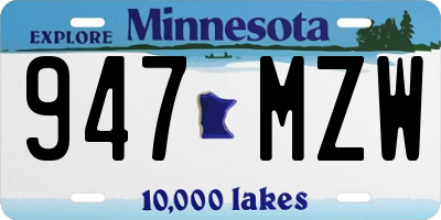 MN license plate 947MZW