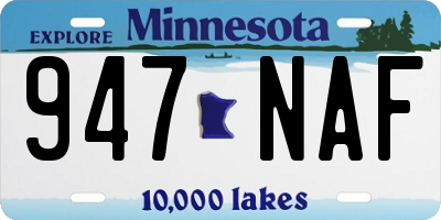 MN license plate 947NAF