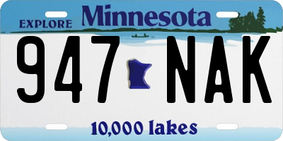 MN license plate 947NAK