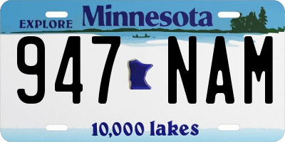 MN license plate 947NAM