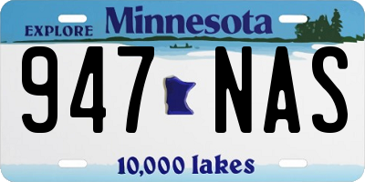 MN license plate 947NAS
