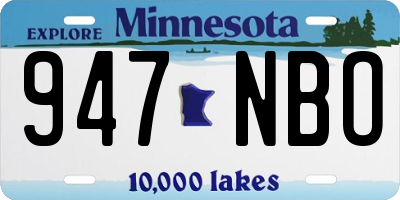 MN license plate 947NBO