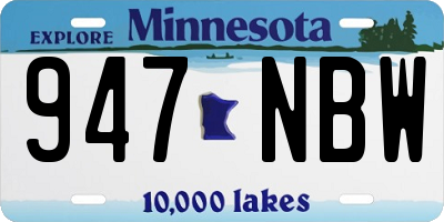 MN license plate 947NBW