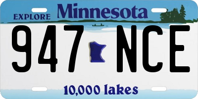 MN license plate 947NCE