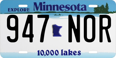 MN license plate 947NOR