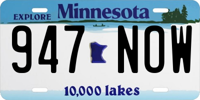 MN license plate 947NOW