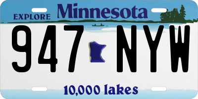 MN license plate 947NYW