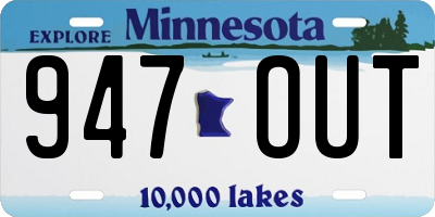 MN license plate 947OUT