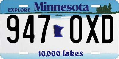 MN license plate 947OXD