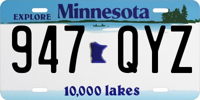 MN license plate 947QYZ