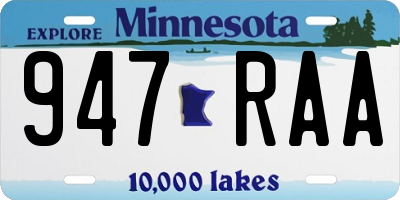 MN license plate 947RAA