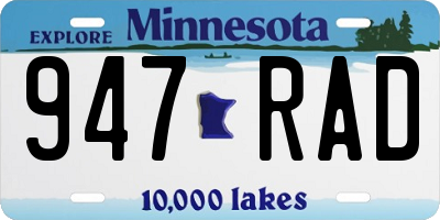MN license plate 947RAD