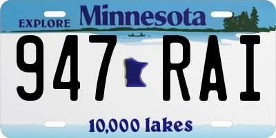MN license plate 947RAI