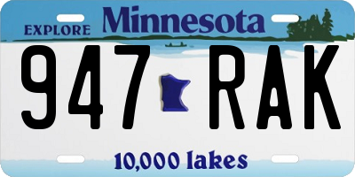 MN license plate 947RAK