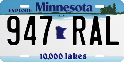 MN license plate 947RAL