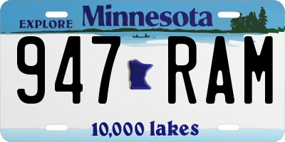 MN license plate 947RAM