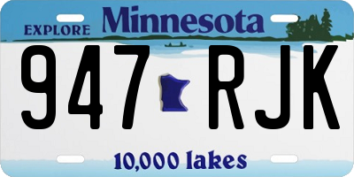 MN license plate 947RJK